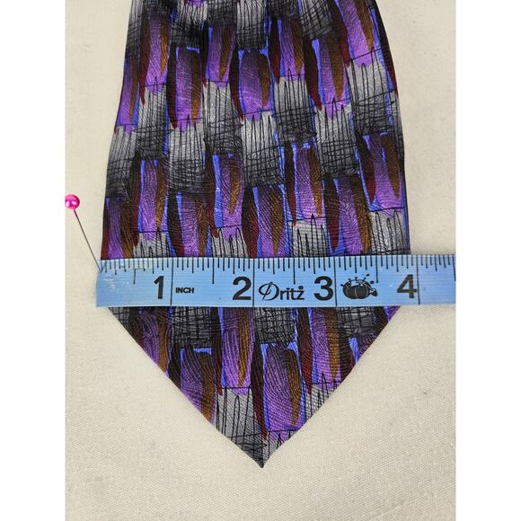 JEROME J. GARCIA VINTAGE MEN'S TIE 1996 COLLECTION BLACK/PURPLE/WHITE PATTERN - Picture 6 of 7